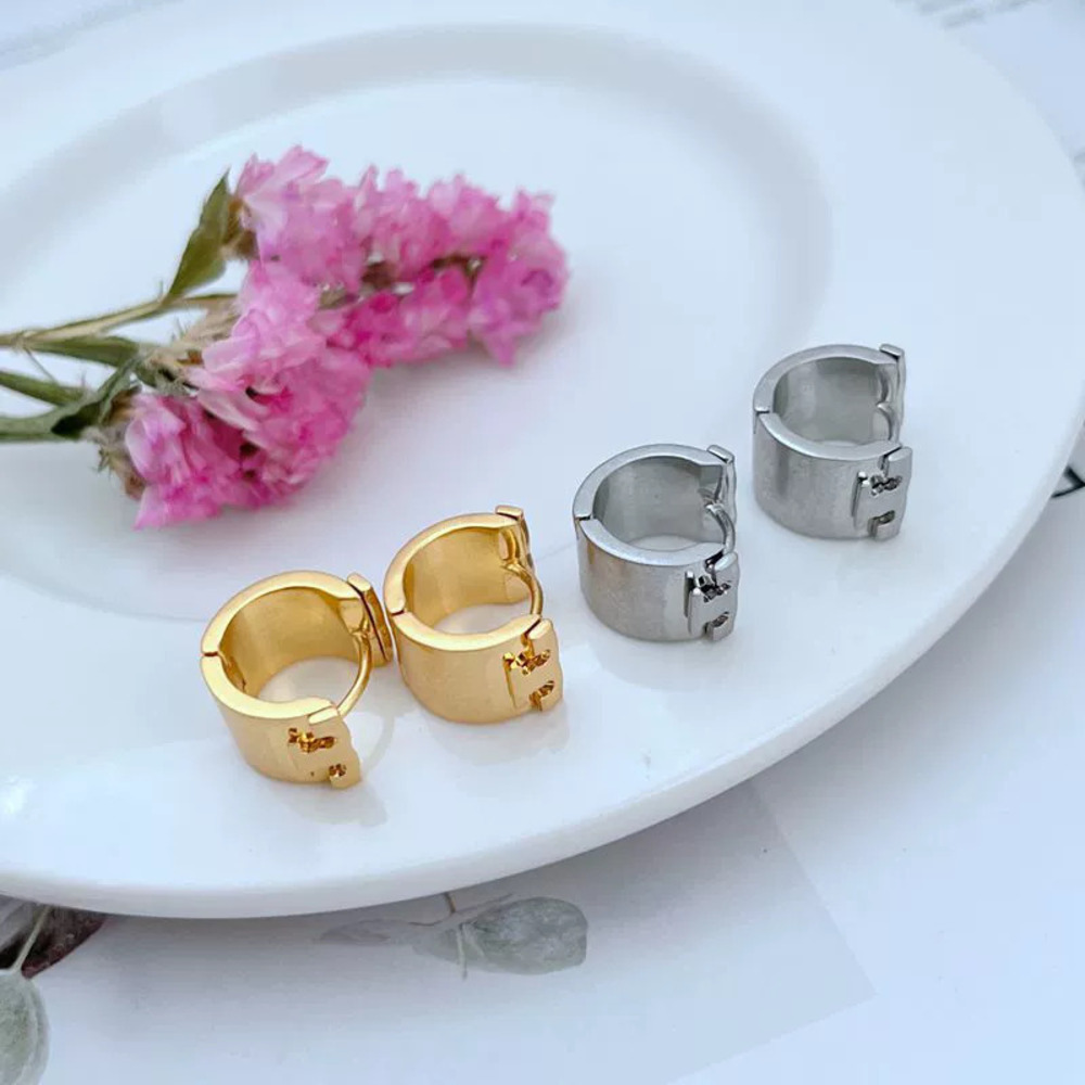 Tory Burch Letter Inlaid Metal Earrings